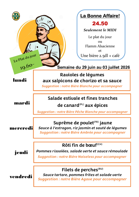 Plats du jour de la semaine